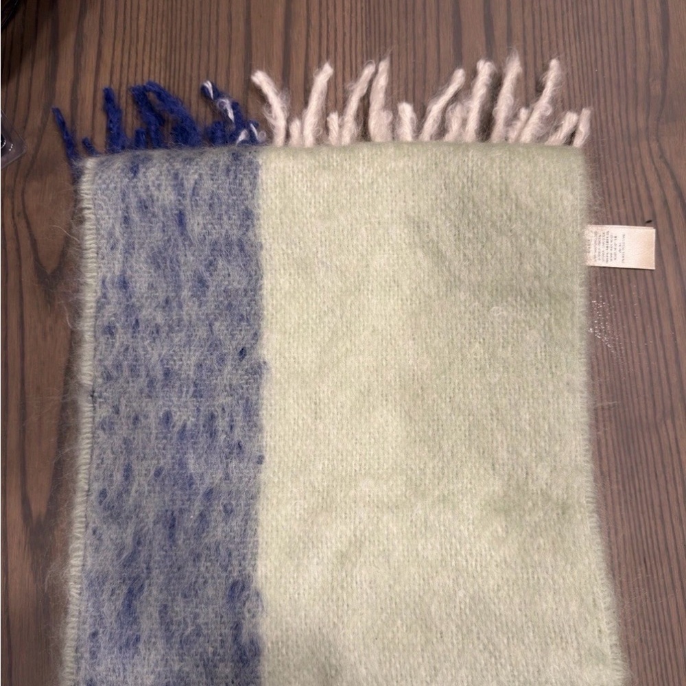 Burberry Soft Green and Blue Wool Scarf